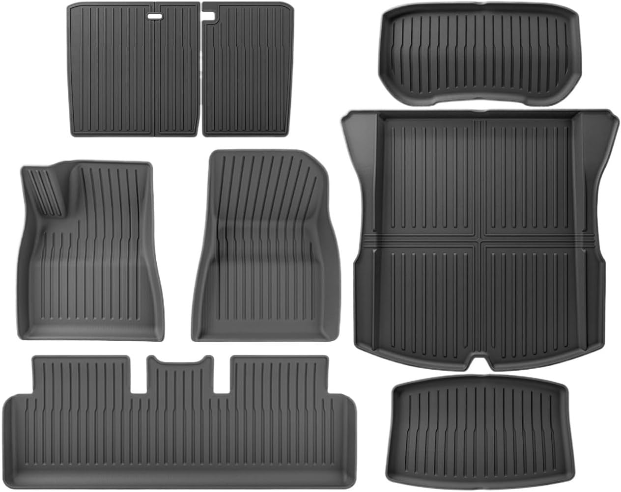TPE Floor Mats Compatible with Tesla Model 3 Highland 2024 Model Y 2024-2017, Upgraded WP Anti-Slip Front Rear Cargo Liner Trunk Mat(8PCS M3 Highland)