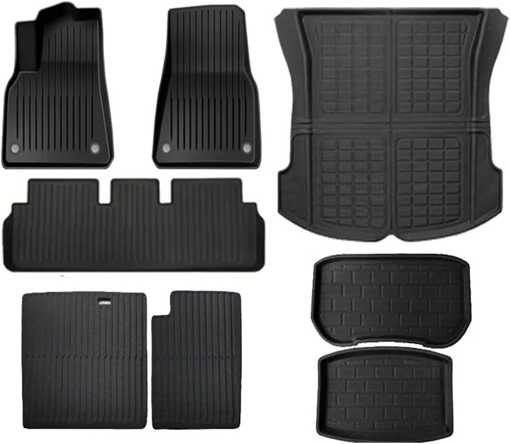 Compatible with Tesla Model 3 Model Y 2021-2024 XPE Floor Mats,All Weather Rubber Trunk Floor Mat Waterproof Non-Slip Cargo Liner(8pcs M3 2024)