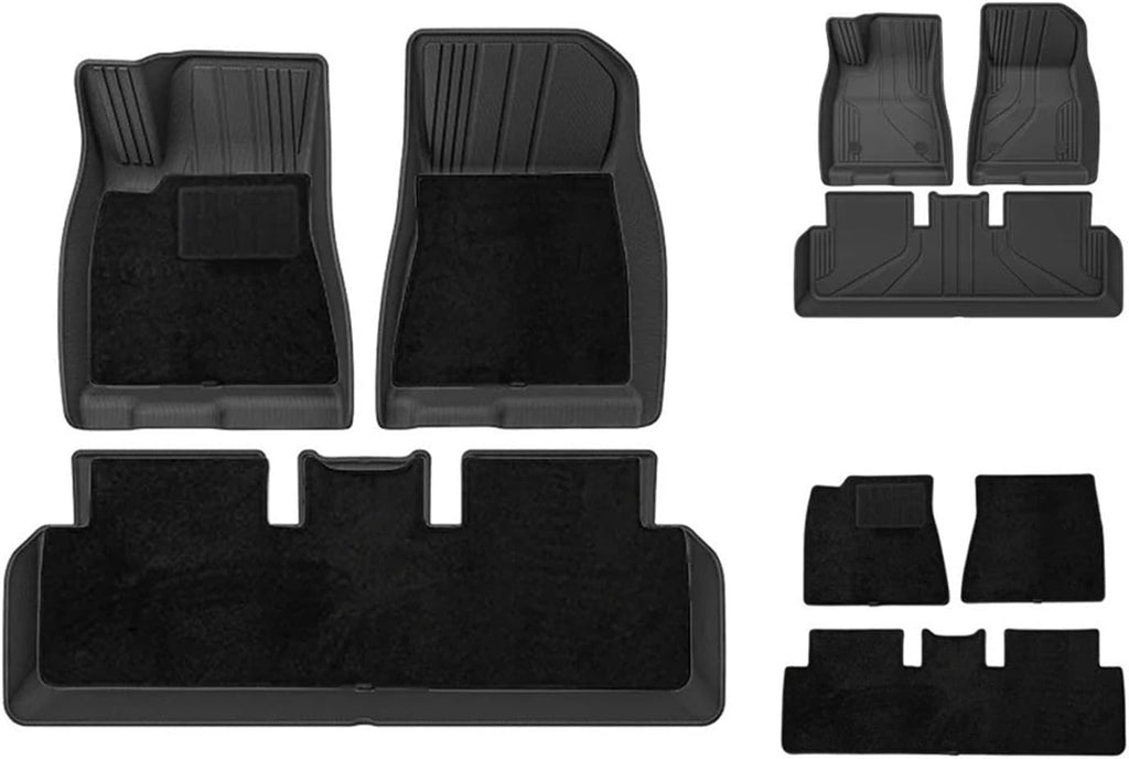 Floor Mats | Compatible with Tesla Model 3 Highland 2025 TPE All Weather Cargo Liner Water Resistant Single Double Layer Mats Accessories(DL-M3H FL 6PCS LHD)