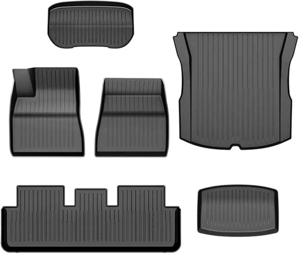 Floor Mats for Tesla Model 3 2024-2025 (Highland), All-Weather TPE Floor Liners & Cargo Liner, 6 Piece Full Set