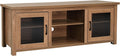 Flash Furniture Sheffield TV Stand for up to 80' TVs - Modern Walnut Finish & Full Glass Doors - 65' Engineered Wood Frame - 3 Height Adjustable Shelves