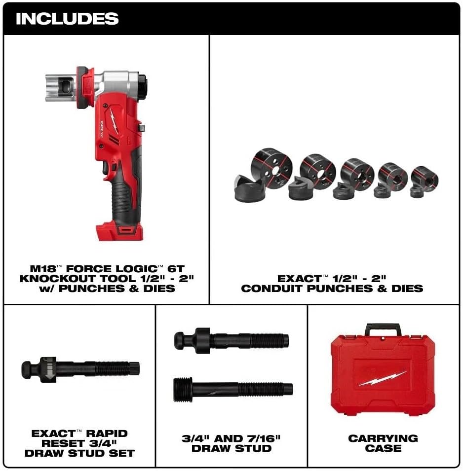 Fits For Milwaukee 2677-02 M18 FORCE LOGIC 18V 6T Knockout Tool 1/2-2 Inch