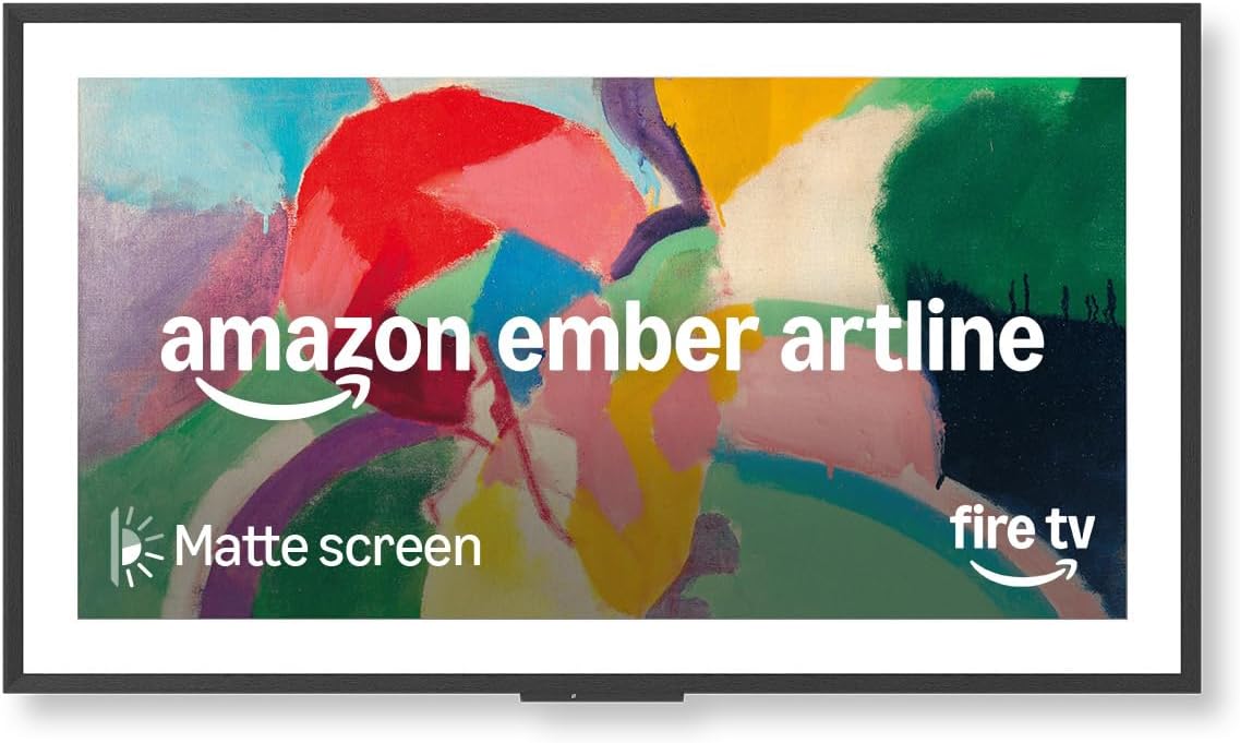 Amazon Ember Artline 65' with Fire TV (newest model), 4K Ultra HD QLED smart TV with free art and photos, anti-glare display, custom frames, Dolby Vision, find shows faster with Alexa+ - Black Oak