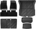 TPE Floor Mats & Cargo Liner, 3D Cyber Style Waterproof Anti-Slip Trunk Mat Backrest Mats Compatible with Tesla Model 3 Highland 2024 2025(11PCS Full Set)