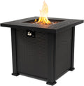 28'' Propane Fire Pit Table, 50,000 BTU Fire Table with Steel Lid, Big Legs, Laval Rocks.