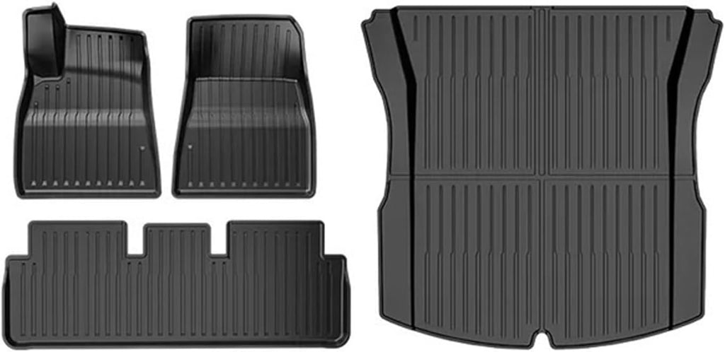 Compatible with Tesla Model 3 Highland 2024 Floor Mats and Cargo Liner Waterproof Anti-Slip Trunk Mat TPE Backrest Pads Accessories(4PCS Set)