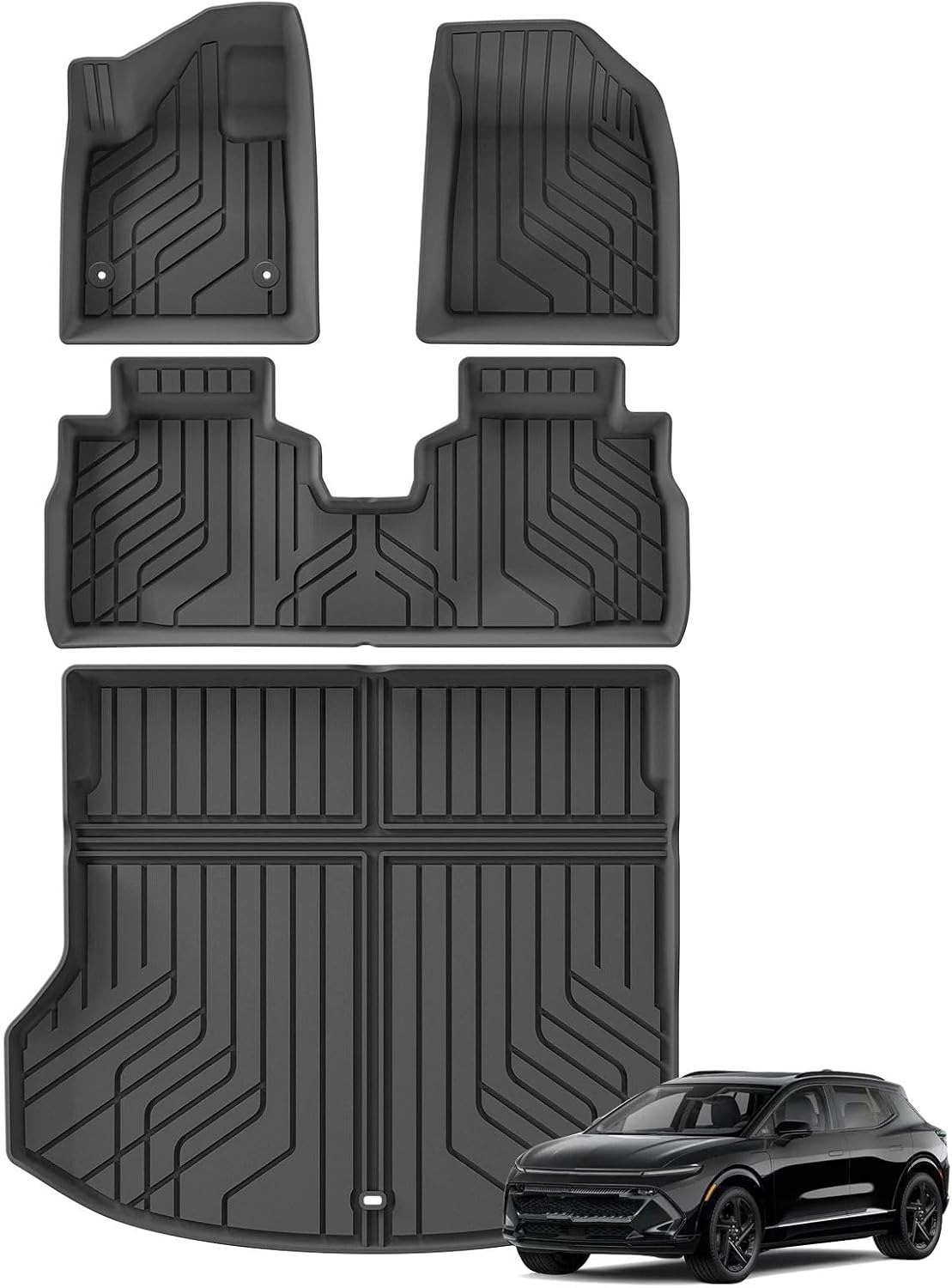 Car Boot Mats for Chevy for Equinox EV 2025 TPE 3D Car Floor Mats Trunk Pad Waterproof Protective All Weather Black Liner