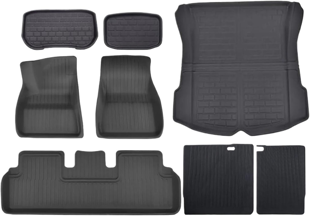 XPE Floor Mats Compatible with Tesla Model 3 Highland 2024 Model Y 2024-2017, All Weather Cargo Liner Floor Mats and Cargo Trunk Mats(8PCS M3 Highland)