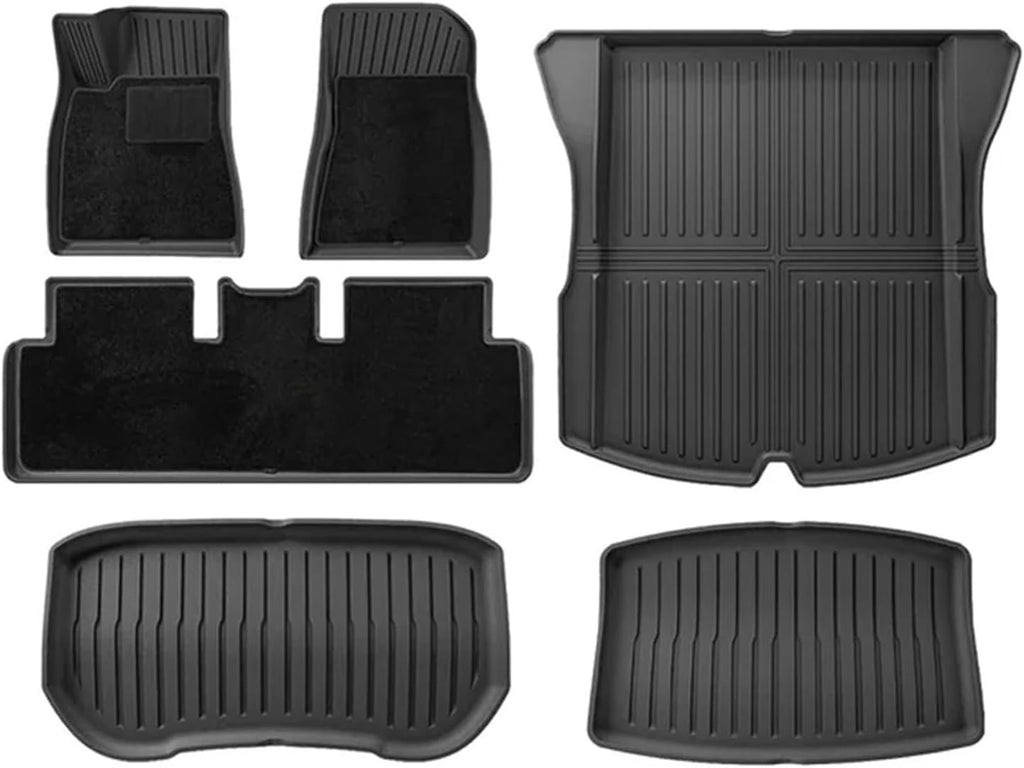 TPE Rubber Floor Mats 2024 Compatible with Tesla Model 3 Highland All Weather Waterproof Non-Slip Cargo Liner Trunk Mats Accessories(M3H LHD DL 9PCS)