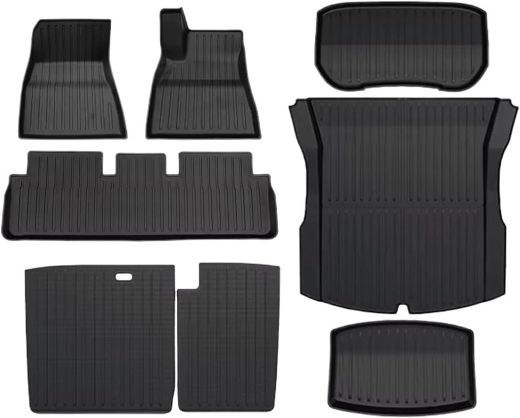 TPE Floor Mats Compatible with Tesla Model 3 2024 Highland Cargo Liner Waterproof Anti-Slip Trunk Mat Pads Model 3 2024 Highland Accessories(8pcs RHD)