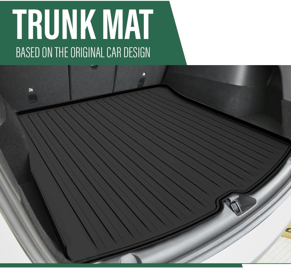 GRAND ORANGE 1st & 2nd & 3rd Front Rear Full Set 7PCS Floor Mats Cargo Liners Compatible with Tesla Model S 2021-2024 TPE All Weather Protection Floor Liners Black Alfombras para Carro