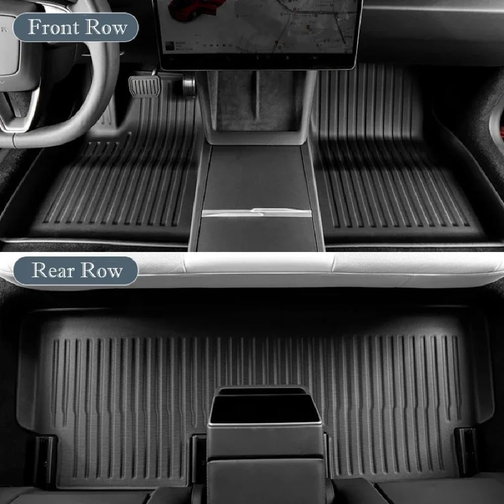Compatible with Tesla Model 3 Highland 2025 2024 2023 TPE Floor Mats, All Weather Waterproof Anti-Slip Front Rear Cargo Liner Trunk Mat(Orange)
