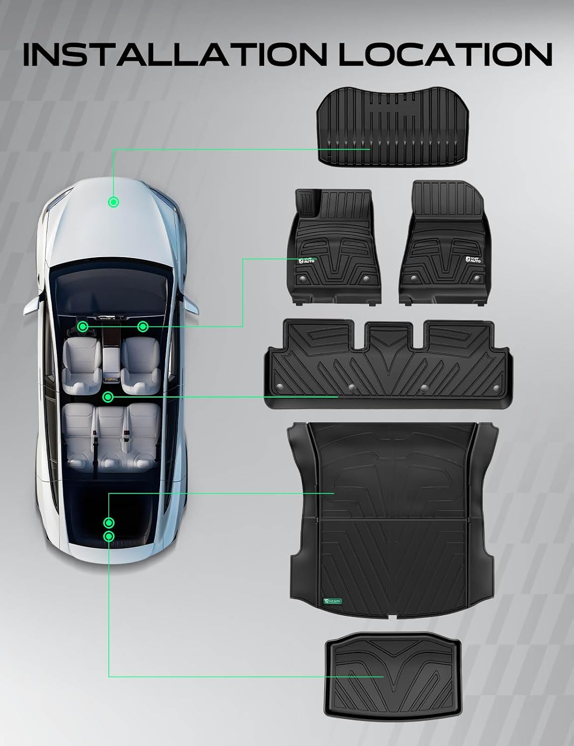 YHTAUTO for Tesla Model 3 Floor Mats 2023 2022 2021 Accessories, All Weather TPE Car Mats Carpet, Front Trunk Mat Rear Cargo Liner Storage Mat, Anti-Slip Waterproof Odorless