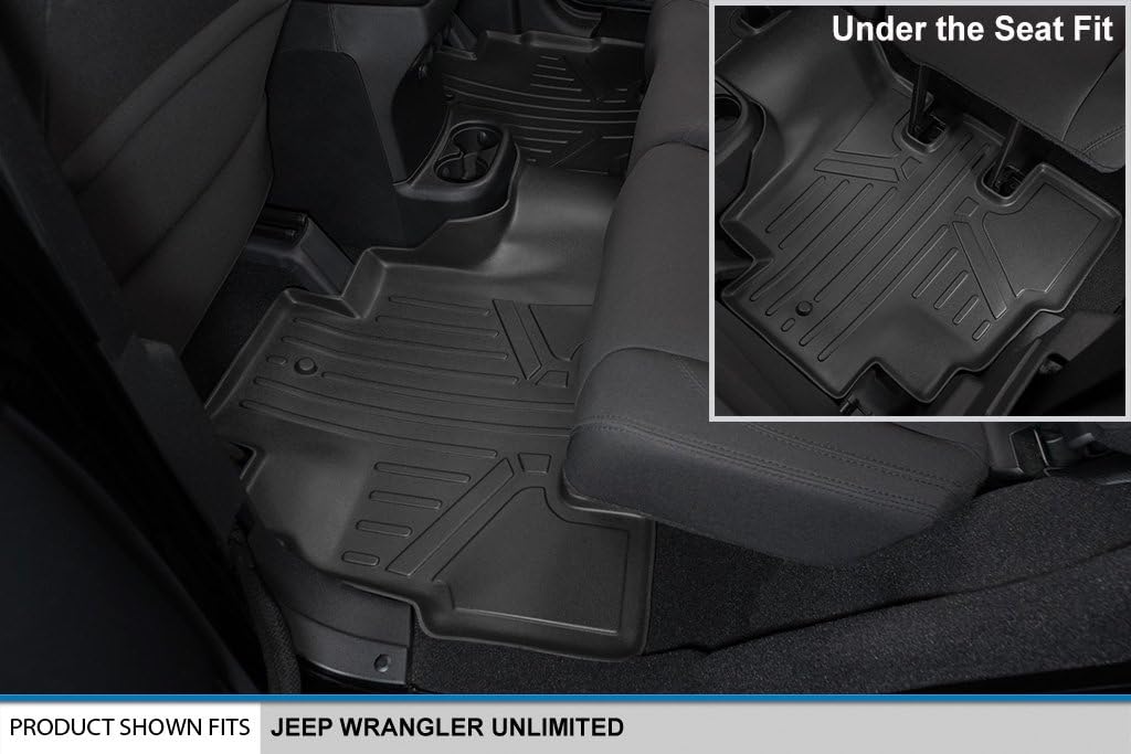 SMARTLINER Custom Fit Floor Mats 1st and 2nd Row Liner Set for 2014-2014 Jeep Wrangler