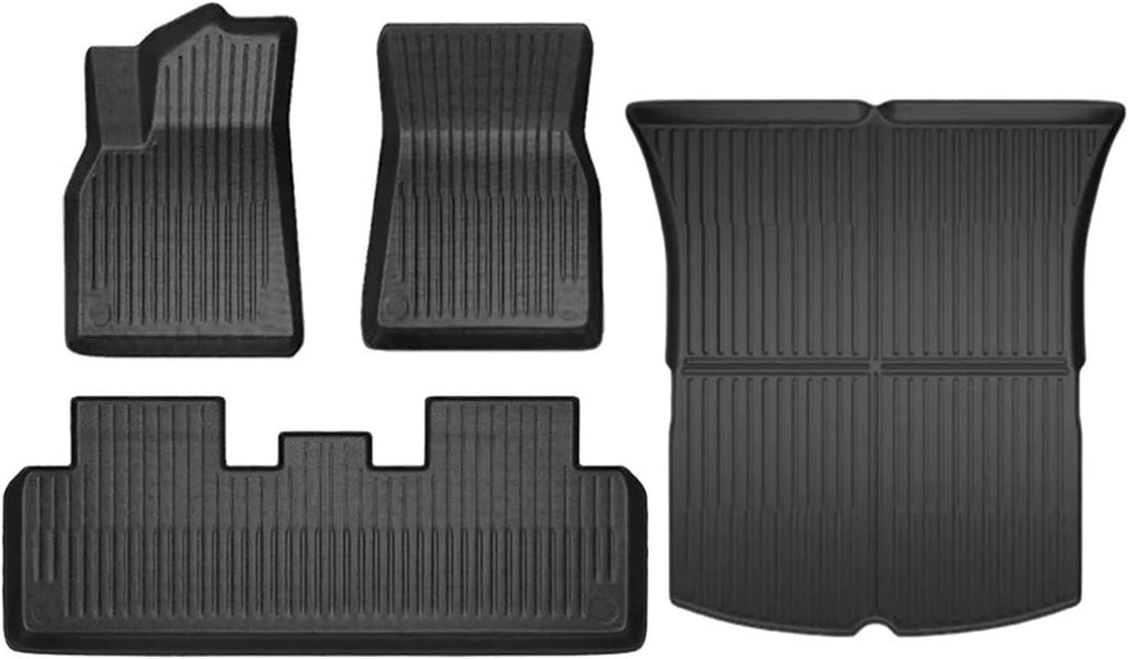 Compatible with Tesla Model 3 Model Y 2021-2024 XPE Floor Mats,All Weather Rubber Trunk Floor Mat Waterproof Non-Slip Cargo Liner(4pcs My 21-24)