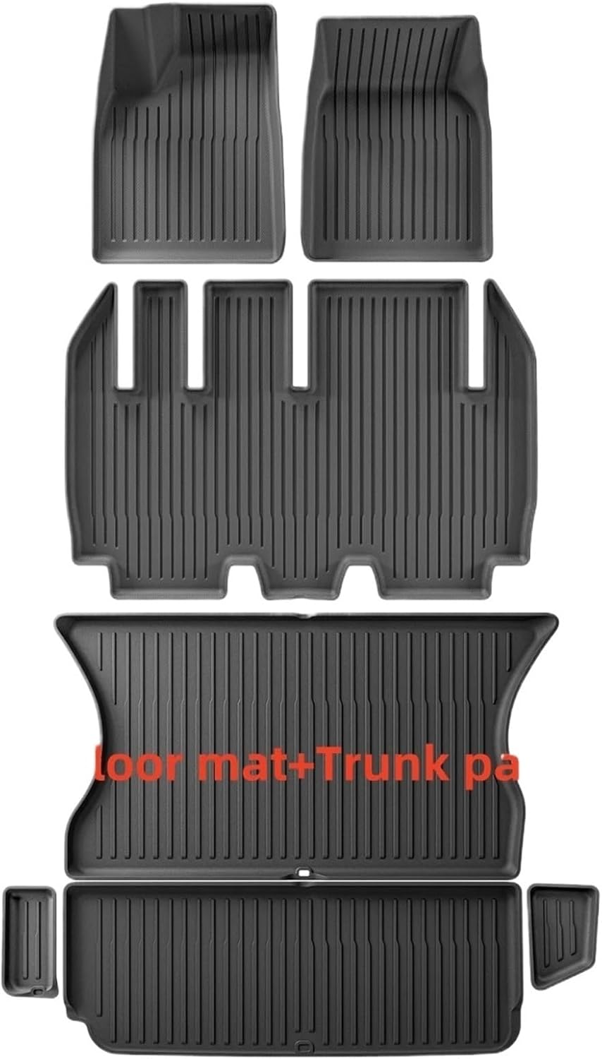 Compatible for Tesla Model X 2024 5/6/7 Seat TPE 3D Car Floor Mats Cargo Liner Trunk Pad Waterproof Protective Left Rudder(5seats 7PCS)