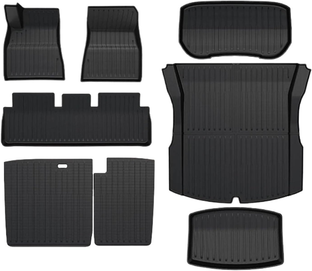 Compatible with Tesla Model 3 2024 Highland Floor Mats Cargo Liner Waterproof Anti-Slip Trunk Mat TPE Pads Left/Right Hand Rubber(8pcs LHD)
