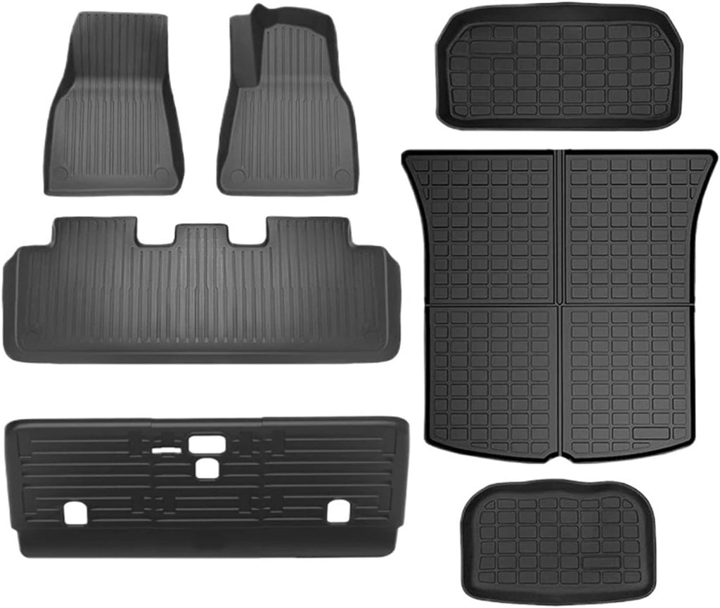 Floor Mat Cargo Liner 2020-2023 Accessories Compatible with Tesla Model Y 7 Seater and Model Y 5 Seat All Weather TPE Waterproof Anti-Slip(Y-5-Seat FTK-7-RHD)