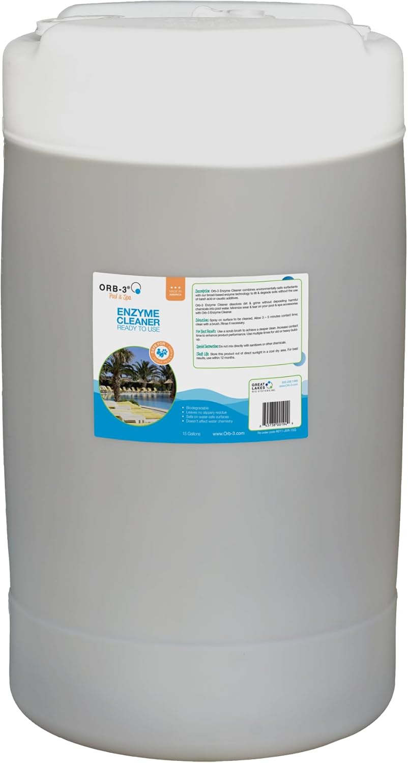 Orb-3 A011-J5R-15G Enzyme Ready to Use Cleaner for Pools, 15-Gallon Drum