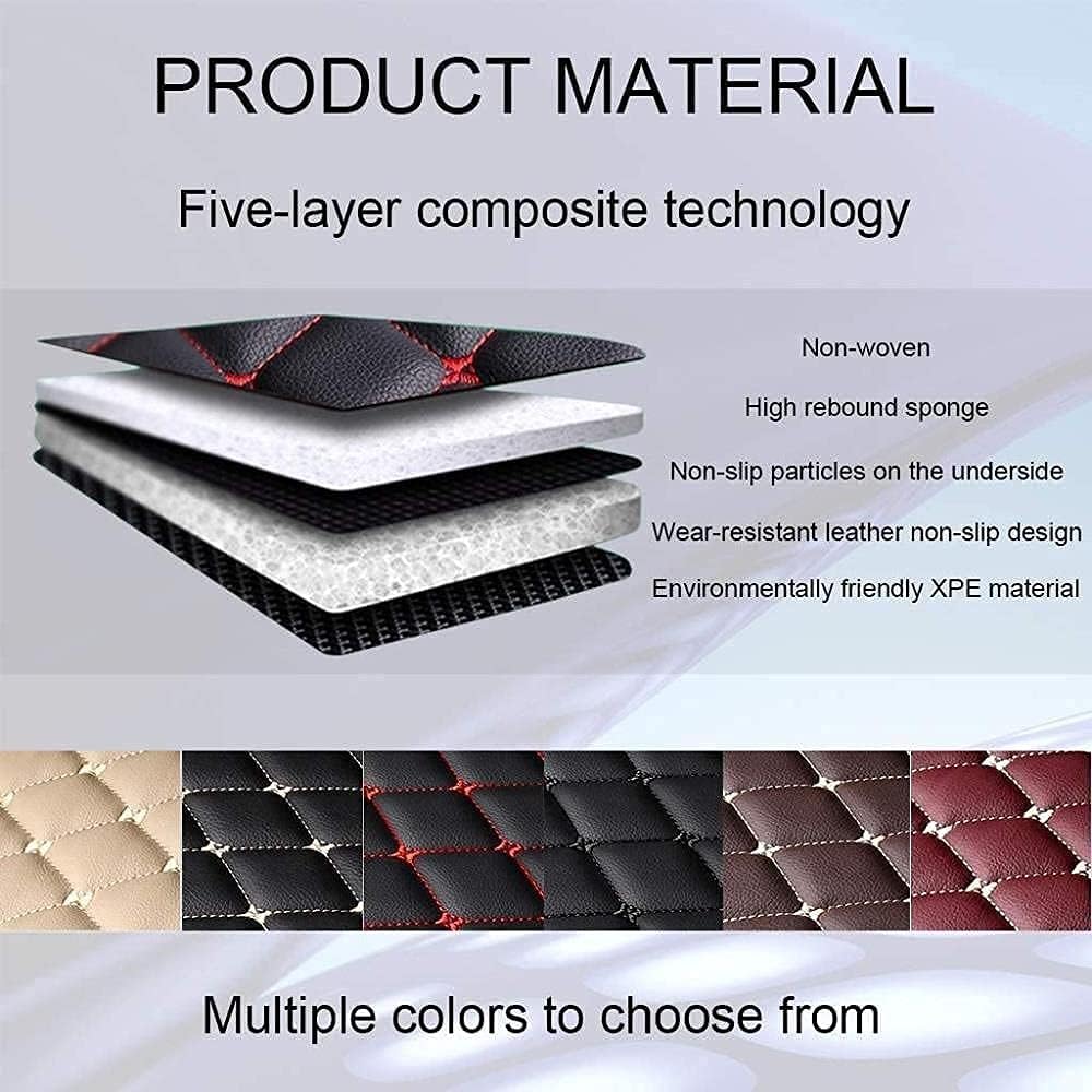Car Leather Trunk Mat for Toyota RAV 4 2009 2010 2011 2012 2013, Full Coverage Cargo Liner Protection Boot Mats Non-Slip Rear Tray Carpet Accessories,Black
