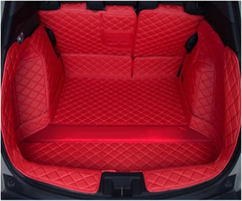 Custom Deluxe Leather Full Rear Trunk Tray Liner Cargo Mat Floor Protector Foot Pad Mats Compatible with XRV VEZEL 2015-2019(Red)