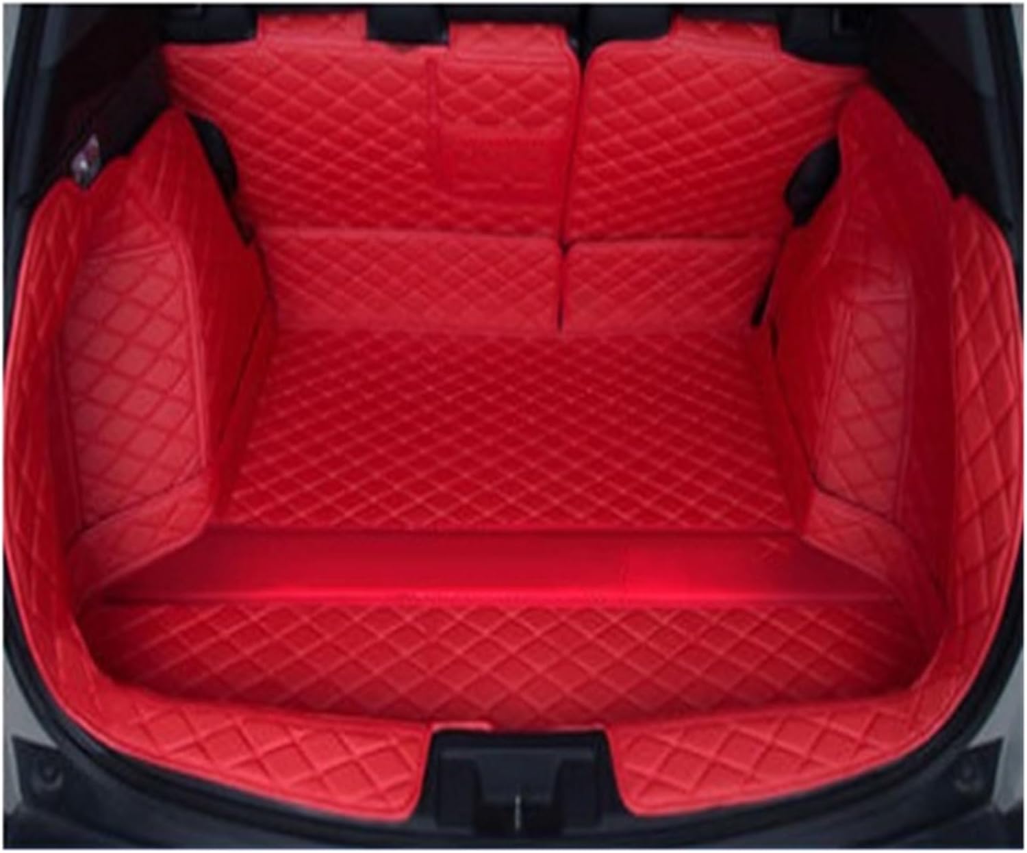 Custom Deluxe Leather Full Rear Trunk Tray Liner Cargo Mat Floor Protector Foot Pad Mats Compatible with XRV VEZEL 2015-2019(Red)