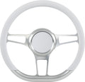 14' Satin Billet Steering Wheel with Half Wrap and Horn Button-White