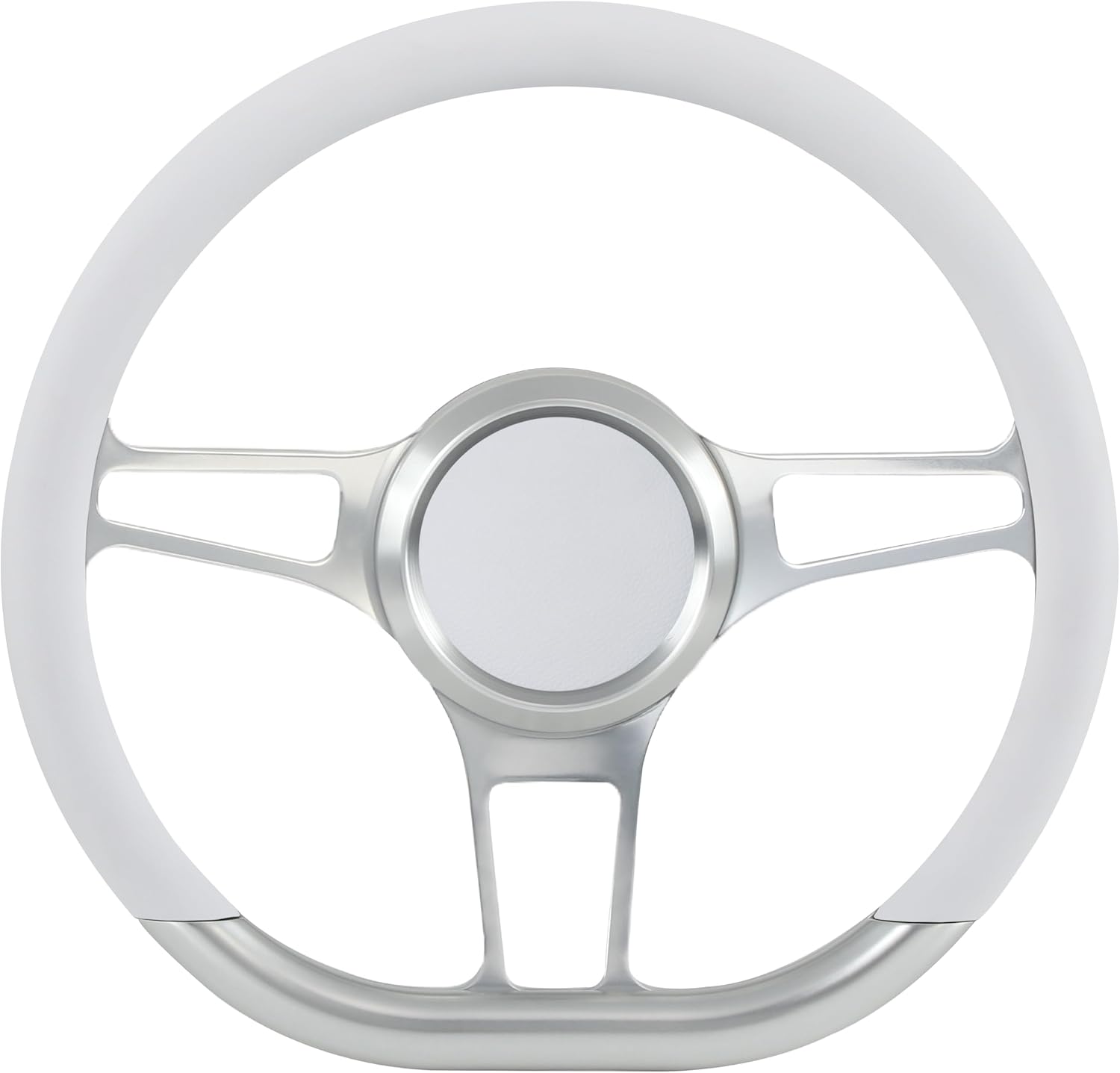 14' Satin Billet Steering Wheel with Half Wrap and Horn Button-White