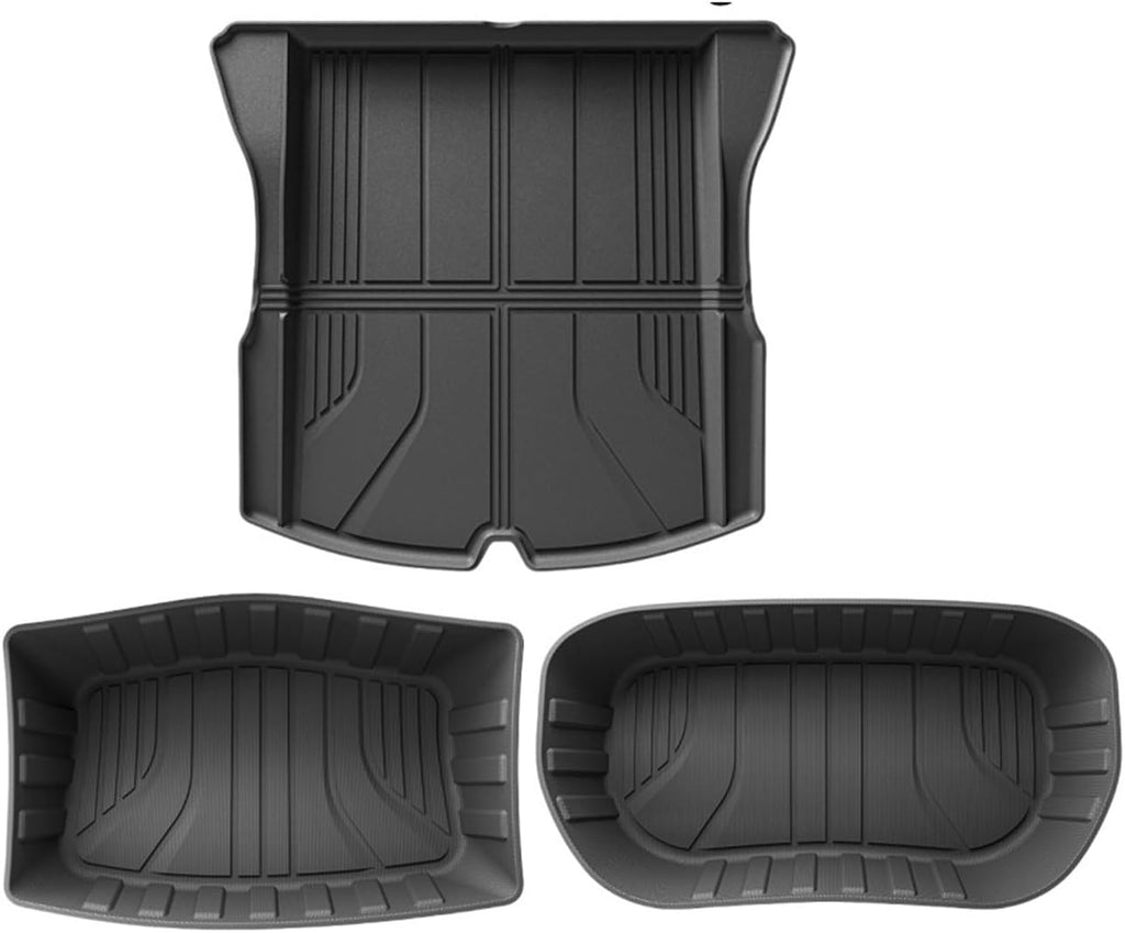 TPE Floor Mats Compatible with Tesla Model 3 Highland 2024 High Edge Trunk Mats Cargo Liner Rear Seat Back Mats LHD(3pcs Trunk mat)