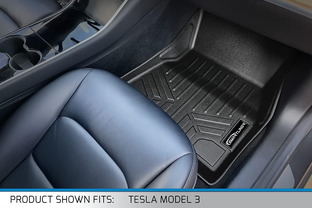 SMARTLINER All Weather Custom Fit Floor Mats 1st Row Liner Set for 2017-2023 Tesla Model 3