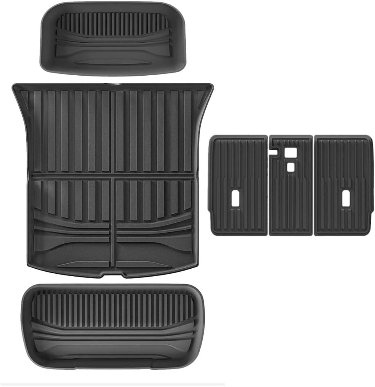 Compatible with Tesla Model Y Launch 2025+ Juniper TPE Floor Mats & Cargo Liner, All Weather Trunk Mats Floor Liner Backrest Mats LHD(Black Headlight G)