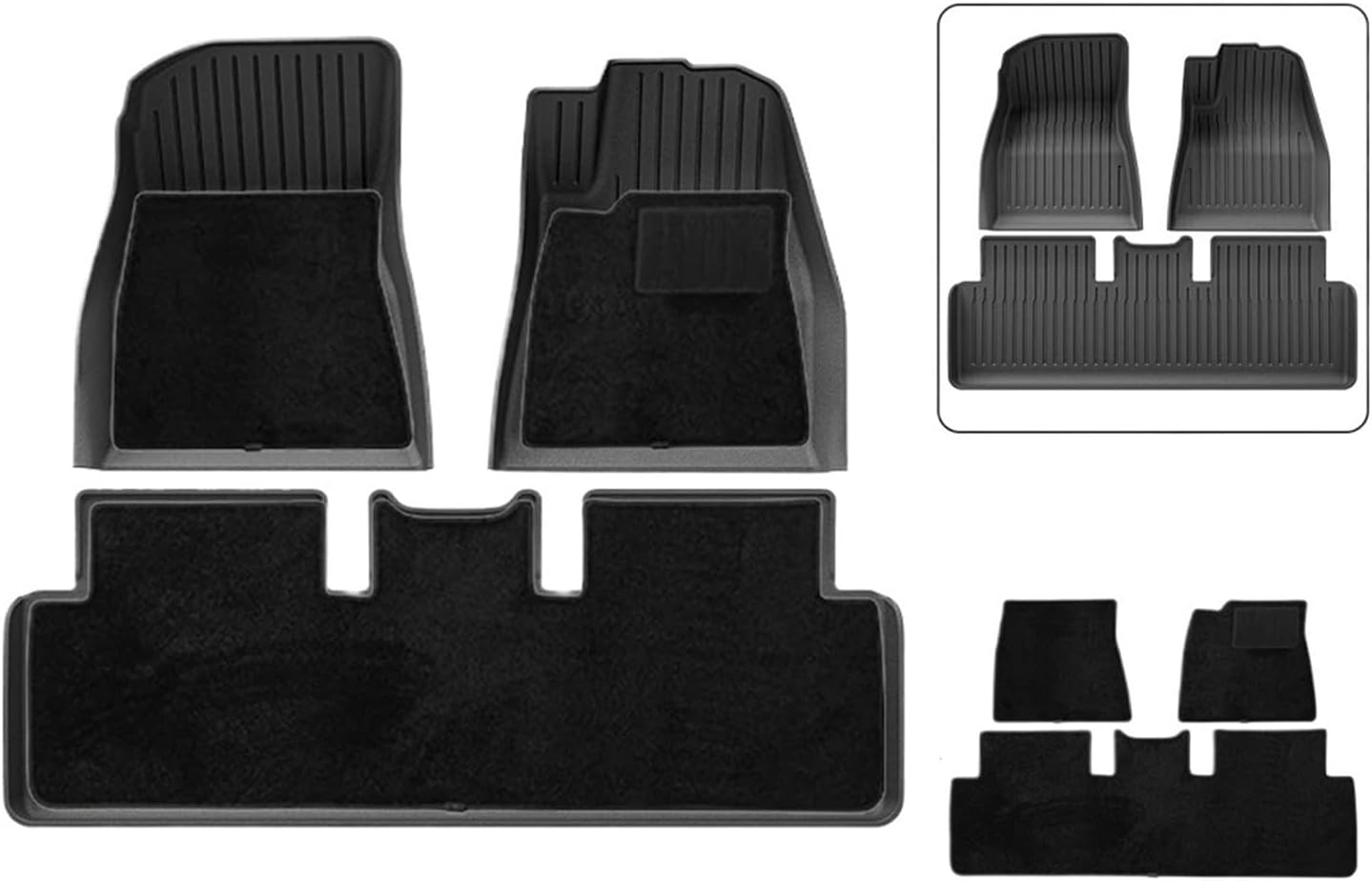 Compatible with 2024 Tesla Model 3 Highland Floor Mats TPE All Weather Front Rear Cargo Liner Mat, Waterproof Anti-Slip Mats Accessories(2024 M3 FMD RHD)