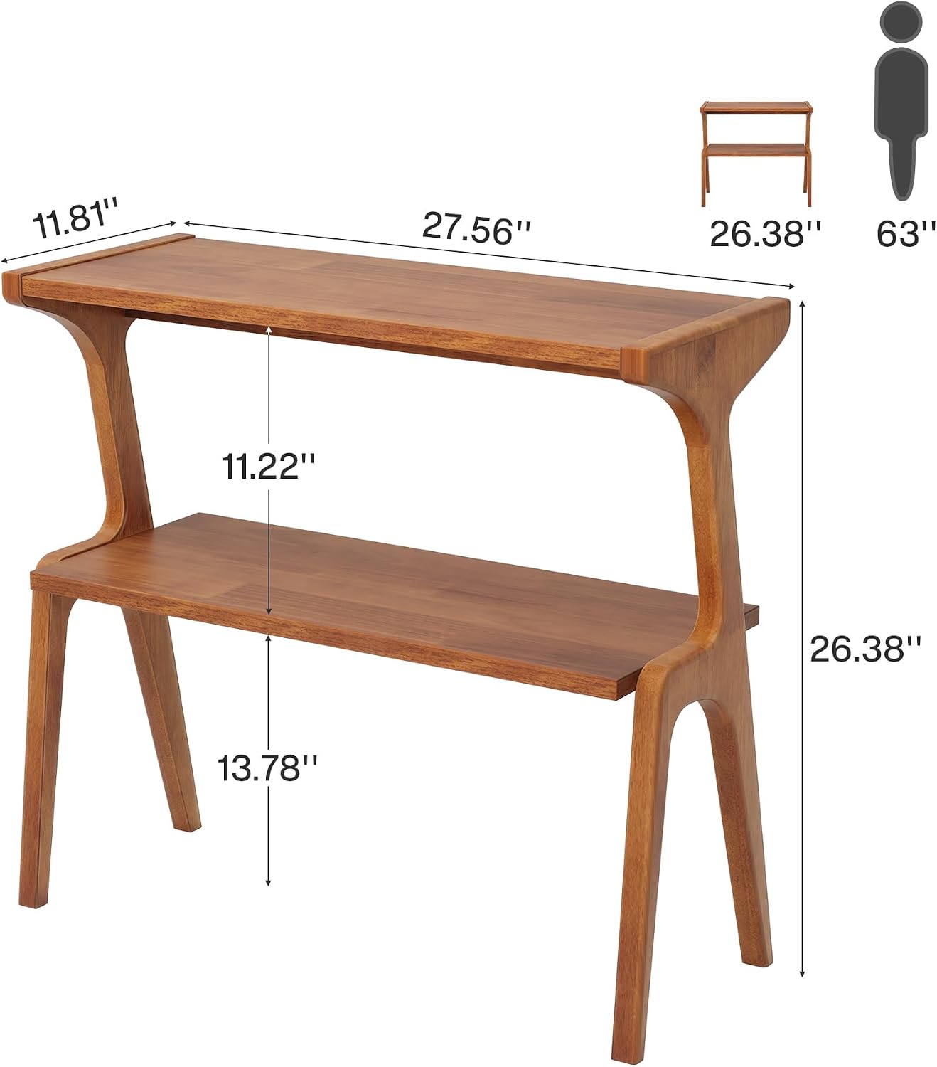 Tribesigns Set of 2 Wood End Table, Farmhouse Couch Side Table, Narrow Bedside Table for Bedroom, Living Room, Small Spaces, Easy Assembly, Walnut