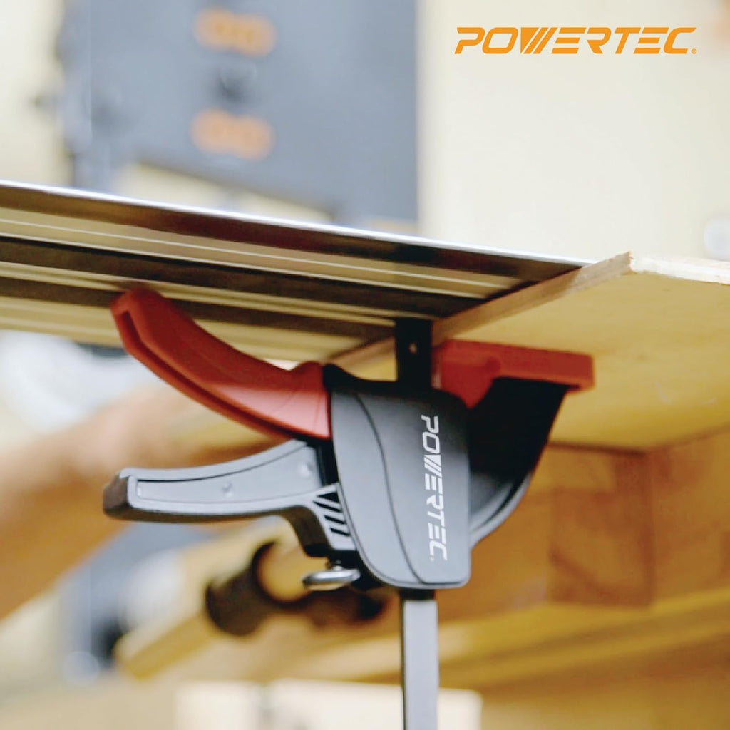 POWERTEC 72460 110' Track Saw Guide Rail Joining Set for Milwaukee Track Saws w/Quick Release Clamps for Woodworking Projects