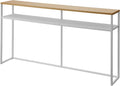 YAMAZAKI Home Tower Long Console Table for Entryway Or Hallways, Narrow Behnd Sofa Table with Wooden Top