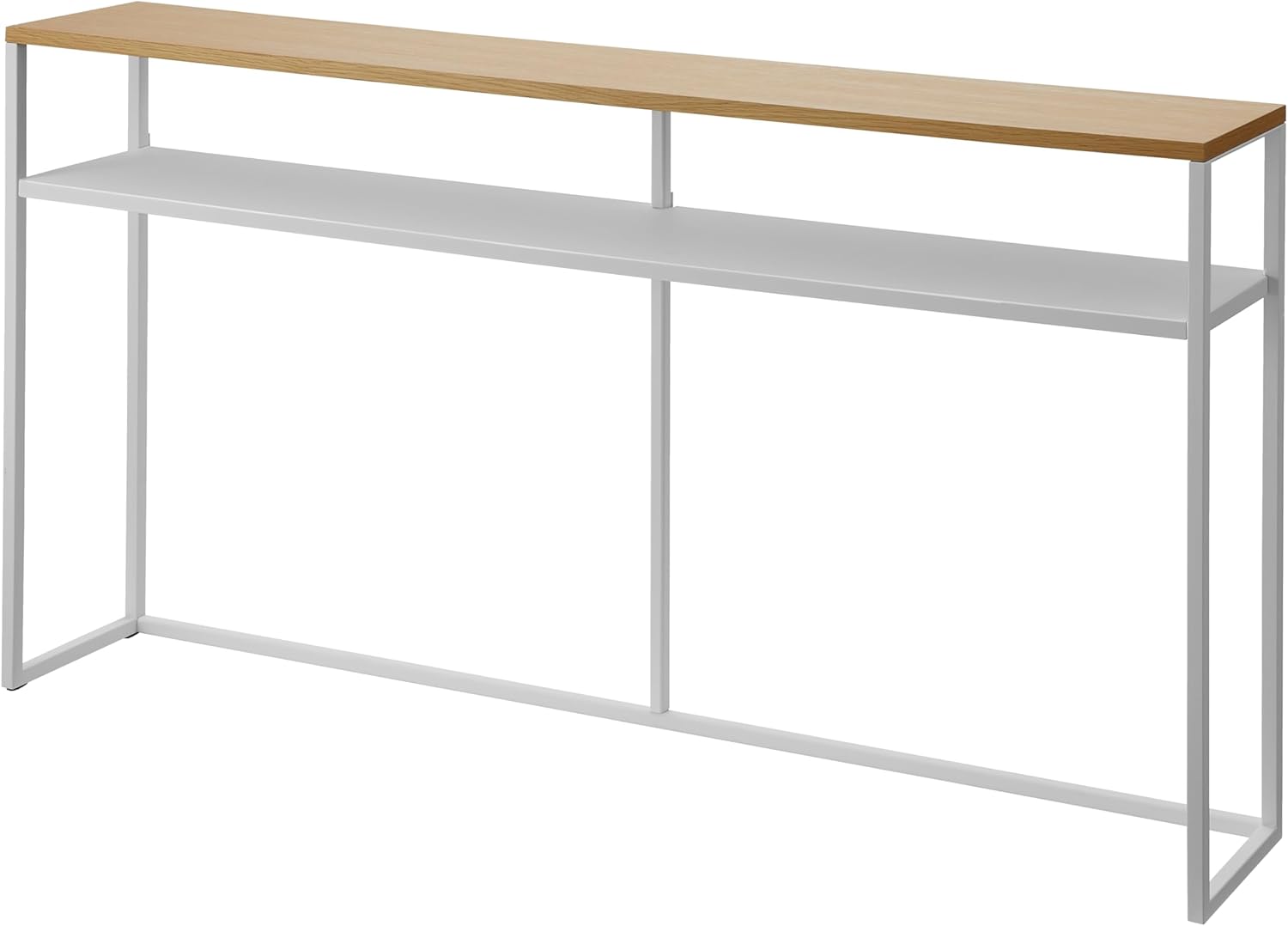 YAMAZAKI Home Tower Long Console Table for Entryway Or Hallways, Narrow Behnd Sofa Table with Wooden Top