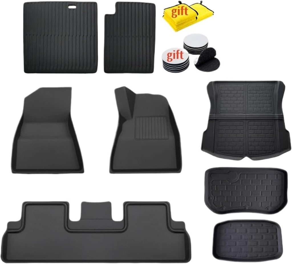 2024 Compatible with Tesla Model 3 Highland Floor Mats XPE All Weather Front Rear Cargo Liner Mat Waterproof Anti-Slip 3D Trunk Mats(3pcs Model 3 LHD)