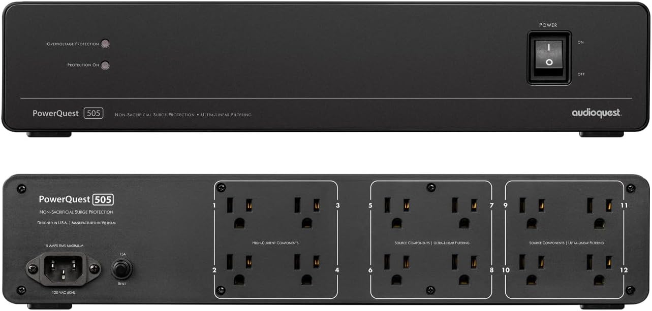 Sony K65XR80M2 65 Inch Bravia 8 QD-OLED 4K HDR Google TV with an AudioQuest PQ505NA PowerQuest 505 12 Outlet Surge Protector (2025)