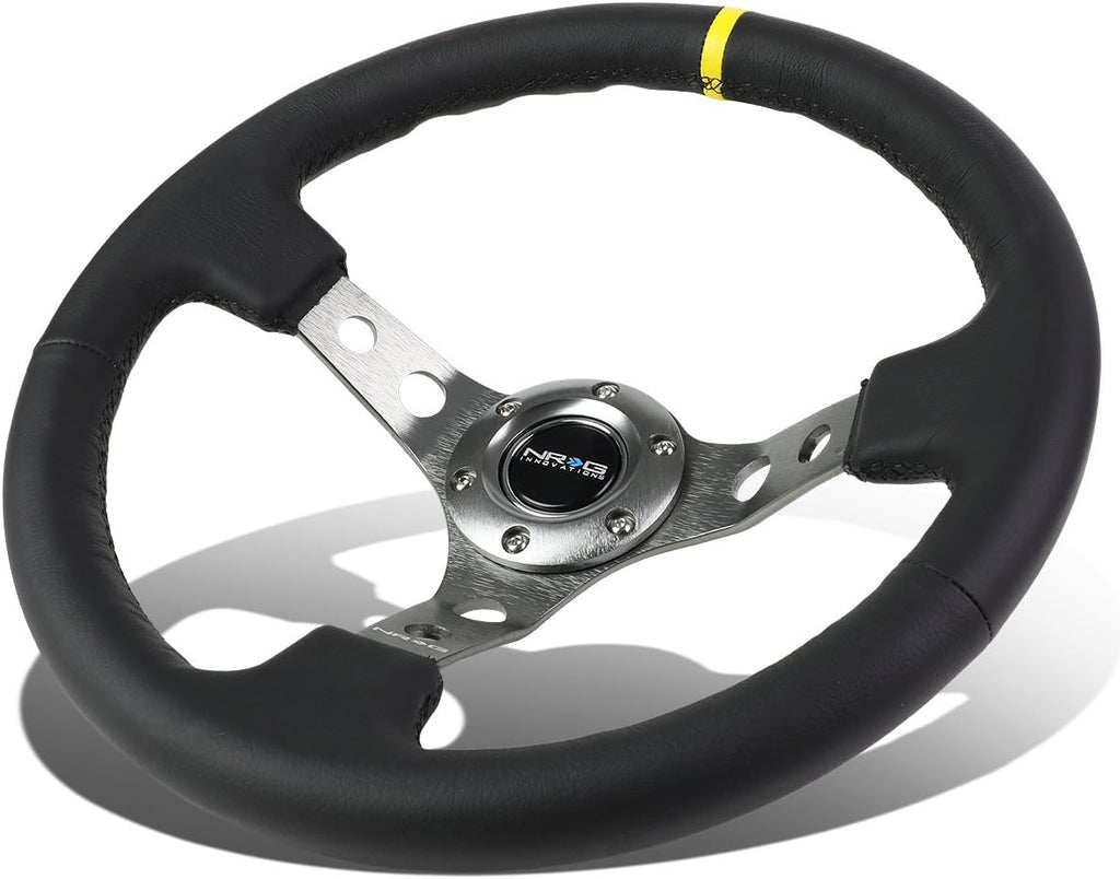 NRG Innovations RST-006GM-Y 6-Bolt Spoke Race Steering Wheel + Horn Button
