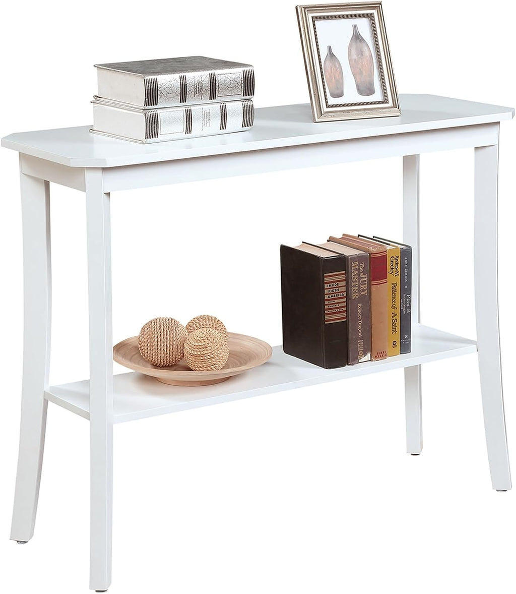 Pemberly Row Console Table, 30' H x 14' W x 38' D, MDF Wood, White Finish, Bottom Shelf for Storage or Display, Easy Assembly, Timeless Design for Living Room or Entryway Decor