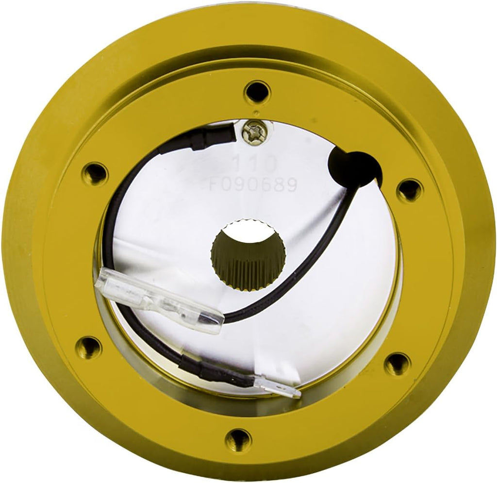 NRG Innovations Racing Style Steering Wheel Short Hub, Lockable Aluminum Steering Shaft, 6x70mm Bolt Pattern Quick Release Adapter Unit, Compatible For 92-96 Honda/Acura, Chrome Gold, NRG-SRK-110H-CG