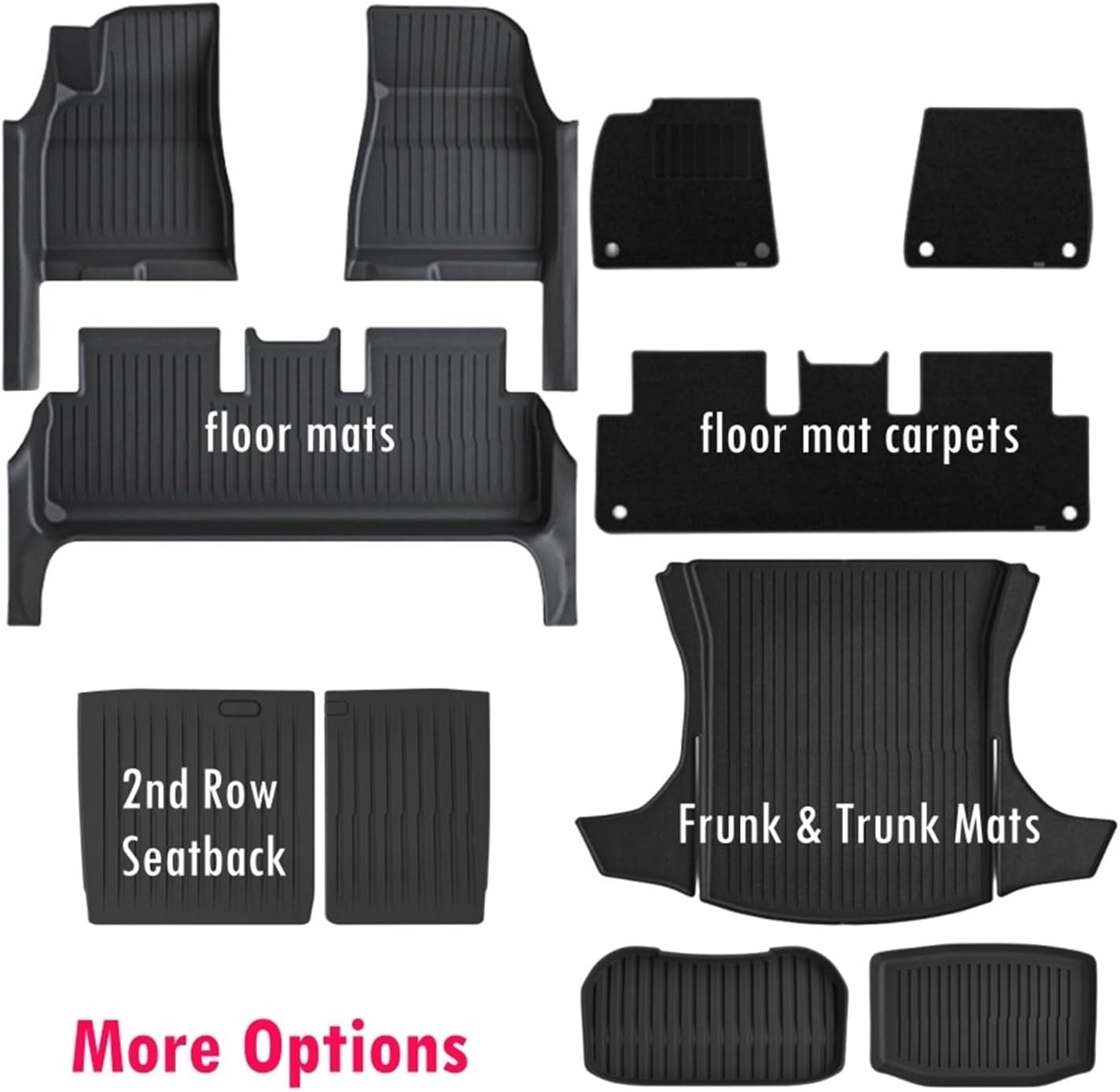 Floor Mats with Door Sill Protector Full Cover Floor Liners with Front Rear Cargo Liner,Compatible with Tesla Model 3 Highland 2024-2025(6PCS Floor Mats)