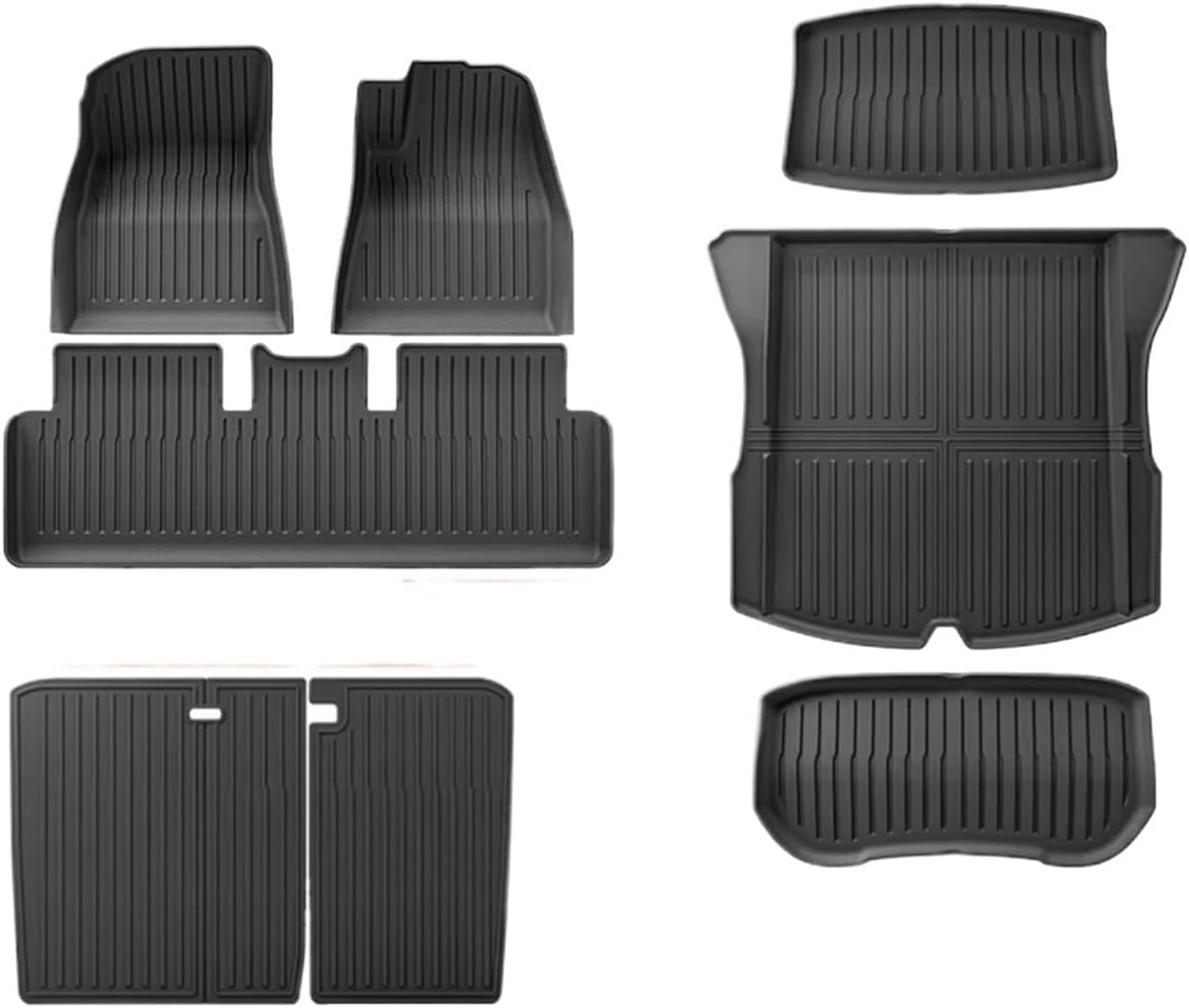 TPE 2024 2025 Compatible with Tesla Model 3 Highland Floor Mats All Weather Front Rear Cargo Liner Mat Waterproof Anti-Slip Mats Accessories(8pcs Full Sets RHD)