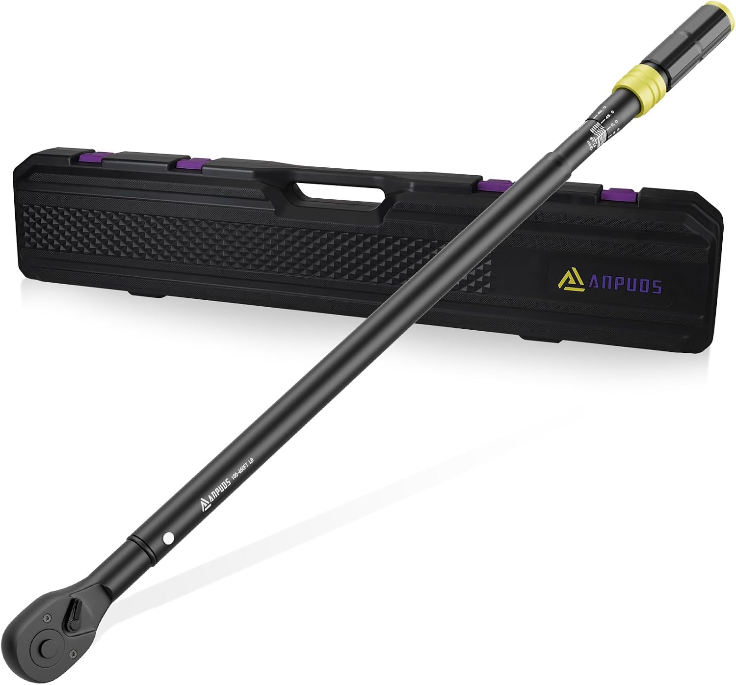 ANPUDS 3/4-Inch Drive Click Torque Wrench, 100-650 Ft-Lb/135.5-880.8 Nm with Dual-Direction, 48-Tooth, Dual Range Scales, Quick Release Reversible Head Torque Wrench for Car, Truck, Tractor