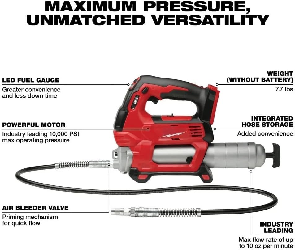 Combo Kit 2967-22GG for Milwaukee M18 1/2' 2967-20 High Torque Impact Wrench 2646-20 2-Speed Grease Gun