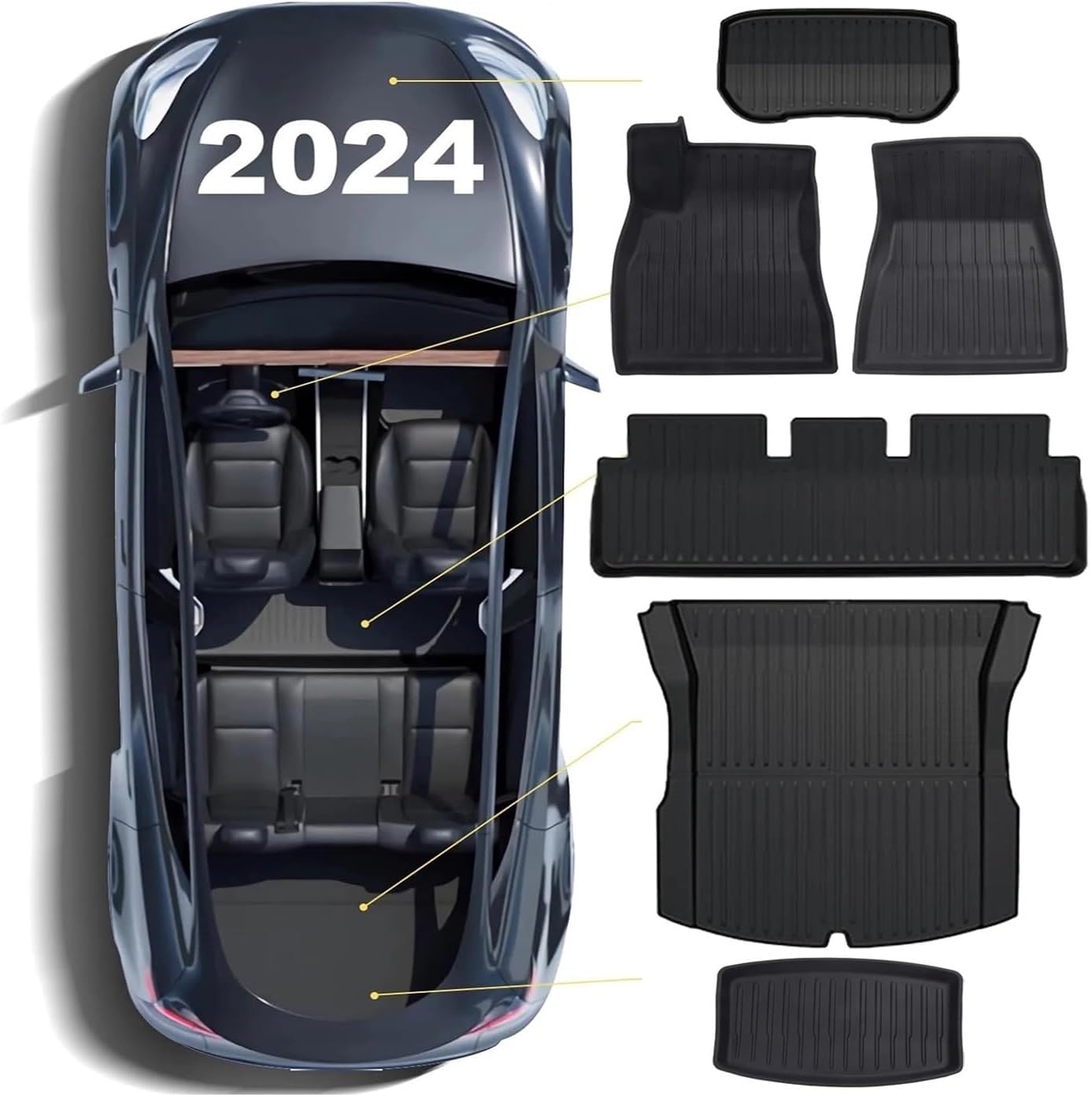TPE Floor Mats Cargo Liner Compatible with Tesla Model 3 Highland 2024 All Weather Waterproof Anti-Slip Trunk Mats TPE Floor Liners(1PC Trunk)