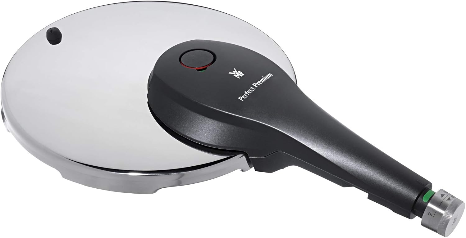 WMF Perfect Pressure Cooker 8.5 L Premium Polished Stainless Steel 2 Cooking Levels All-in-One Rotary Knob, Dishwasher Safe, Diameter 22 cm Suitable for Induction, Stainless Steel, Silver
