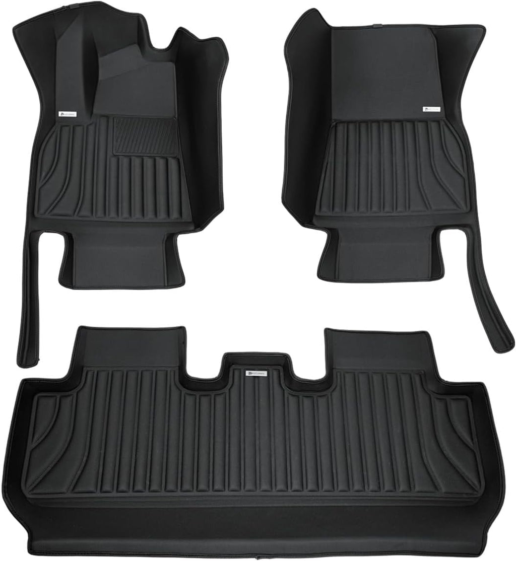 3PCS Extreme Coverage Floor Mats for Tesla Model Y (2021-2025) – Full 360° Cabin Protection, GapZero Fit with TrackGuard Rail Protection (Does NOT fit 7-Seat & Juniper)