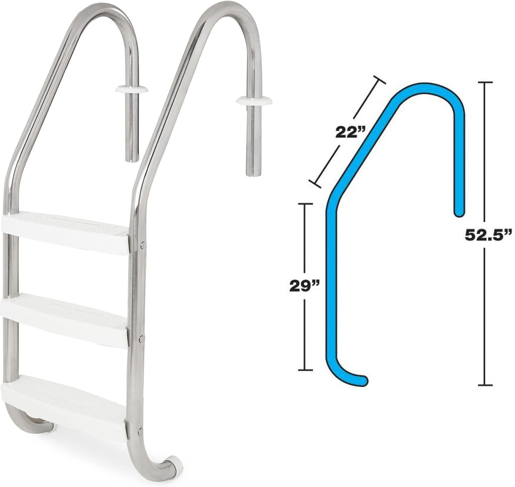 SWIMLINE HYDROTOOLS Stainless Steel Pool Ladder – Heavy Duty Swimming Step Accessory, In-Ground, 52.5'