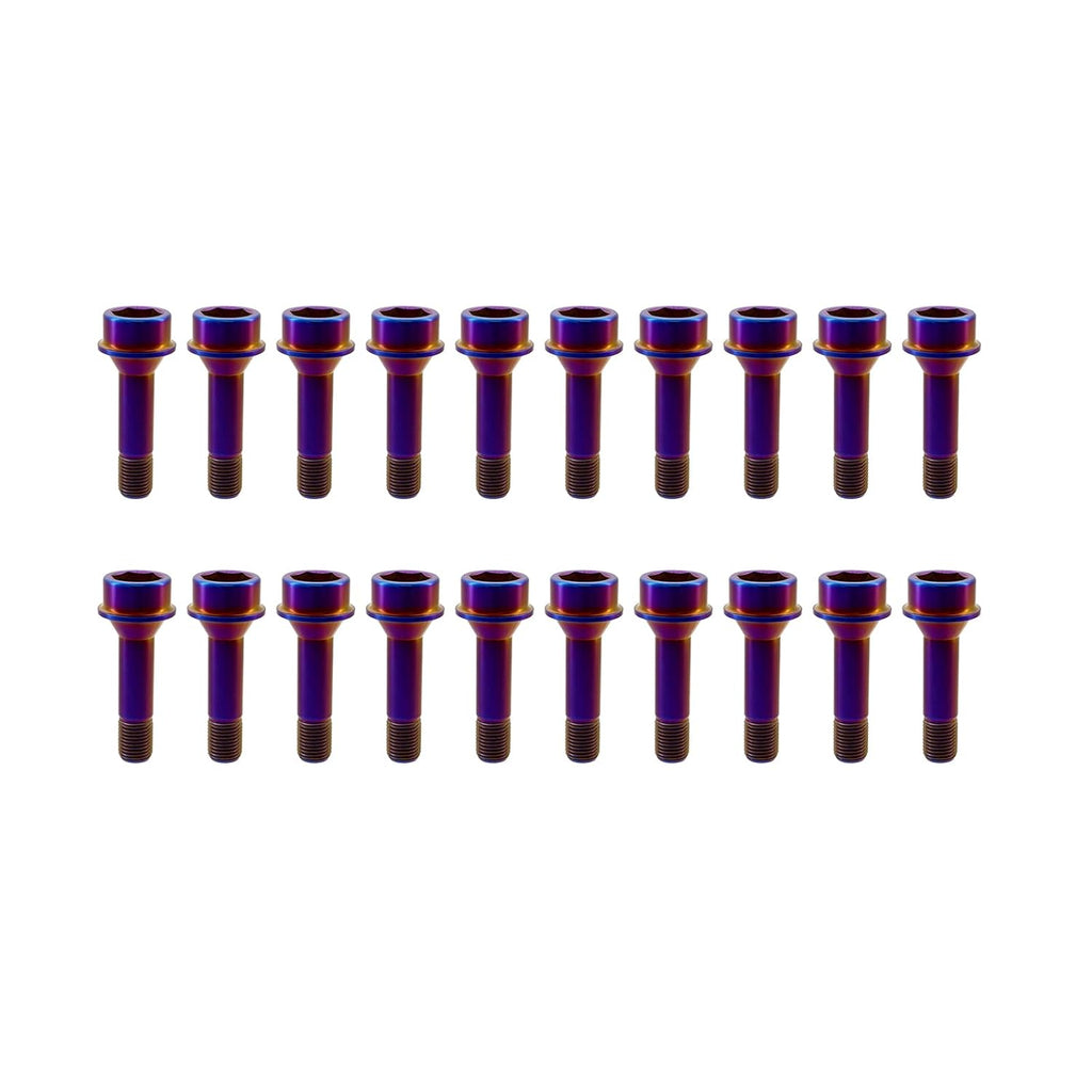 RISON Titanium Wheel Lug Bolts M14x1.5x52/67mm Lug Bolts Aerospace Grade 6AL4V Lightweight and Durability Lug Bolt Car Accessories for Ferrari Pack of 20pcs (Burnt Blue, M14X1.5X67mm)